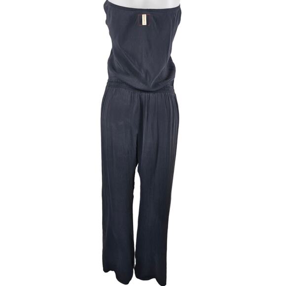 Gypsy 05 Made in Hollywood 100% Silk Black Peace Tie Waist Women's Jumpsuit XS - Picture 2 of 6